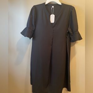 QACOHU Womens V Neck Ruffle Short Sleeve Casual/Dressy Dress